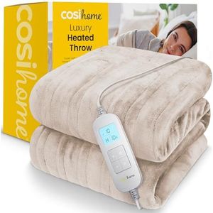 Cosi Home – Elektrische Deken – Luxe Zachte Fleece - 180 x 130 cm Warmtedeken met 10 Warmtestanden, 10-Uurs Timer en Oververhittingsbeveiliging – Machinewasbaar – Beige