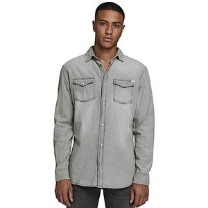 JACK & JONES Jeanshemd voor heren, slim fit, grijs (Light Grey Denim/Slim), S