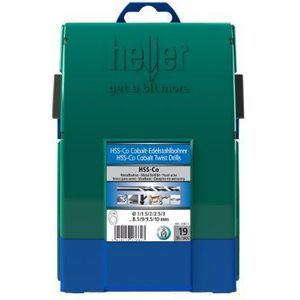 Heller Tools 219624 ""990"" Boor van RVS/Kobalt/HSS, Zilver, Set van 19-delig