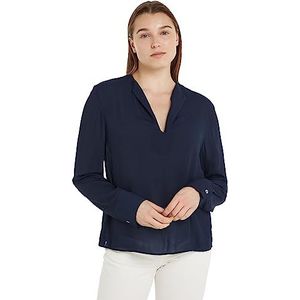 Tommy Hilfiger Viscose Crêpe V-hals Blouse LS Desert Sky, woestijn hemel, 70