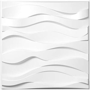 VEVOR 13STK 3D wandpanelen 50x50cm decoratieve tegels verpakking zelfklevende wandtattoo PVC, voor kantoor, hal, keuken, woon- en eetkamer (golven)