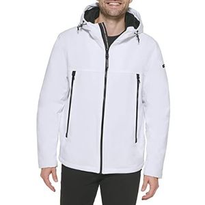 Calvin Klein Heren Sherpa gevoerde zachte shell jas met capuchon, Kleur: wit, XXL