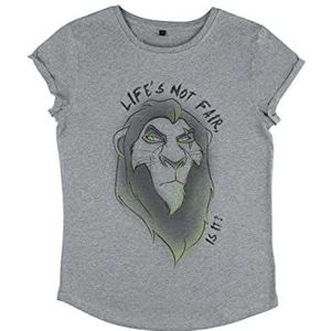 Disney Women's The Lion King-is It Organic Roll Sleeve T-Shirt, Melange Grey, L, grijs (melange grey), L