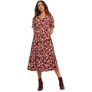 Joe Browns Dames korte mouw V-hals bloemen theejurk casual, rood, 8, Rood, 34