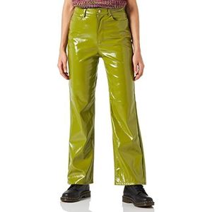 Jack & Jones Jxkenya HW Stra Faux Leat Pant Noos Damesbroek, Woodbine/Detail: Glanzend, S
