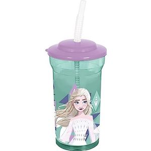 p:os 35454 - Frozen The Ice Queen 2 - drinkbeker voor kinderen met geïntegreerd rietje en deksel, drinkschaal met een inhoud van ca. 460 ml, ideaal voor koude dranken