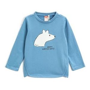 Koton Babyboys Polar Bear Printed Long Sleeve Crew Neck T-shirt, blauw (653), 18-24 Maanden