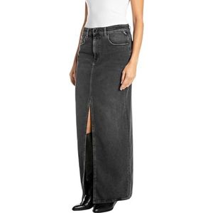 Replay Lange jeansrok voor dames, 098 Black, 23W