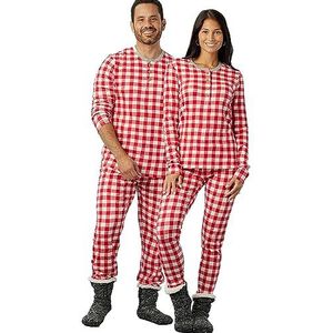 HonestBaby Baby-Meisjes Biologisch Katoen Vakantie Familie Jammies Pyjama, Geschilderd Buffalo Check Rood, Women's 2-Piece Pajama Set XX-Large