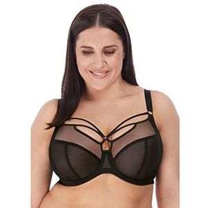 Elomi Sachi Strappy Onderdraad Plunge BH voor dames, doorschijnend, Zwart, 85K