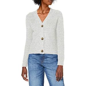 ONLY Dames stretch cardigan korte gebreide trui ONLCAROL structuur lange mouwen V sweater cropped bovendeel, grijs (light grey melange), S