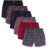 Lower East - Boxershorts - Marineblauw/Zwart/Bordeauxrood - Set van 6 - 4XL