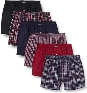 Lower East - Boxershorts - Marineblauw/Zwart/Bordeauxrood - Set van 6 - 4XL