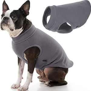 Gooby - Stretch fleece vest, pullover fleece vest jas trui voor honden, grijs, grote lengte (13 inch)