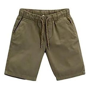 Koton Jongens slim fit trekkoord elastische tailleband zakken katoenen shorts, kaki (861), 9-10 Jaren