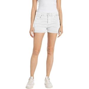 Replay Dames Jeans Shorts Anyta Colour Denim, 001 Optical White, 24W