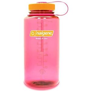 Nalgene Sustain Tritan BPA-vrije waterfles gemaakt van materiaal afgeleid van 50% plastic afval, 32oz, brede mond, flamingo roze