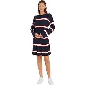 Tommy Hilfiger Dames Micro Cable F&f Jurk Trui, Rouge/Ecru/Woestijnhemel Stp, 3XL