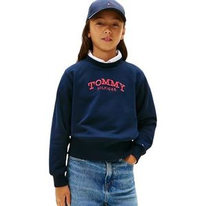 Tommy Hilfiger Meisje HIGH RIB HEM CREW NECK KG0KG08989 Pullover Sweatshirt, BLAUW (Dark Night Navy), 3 jaar, Blauw (Donker Nacht Marine), 3 jaar