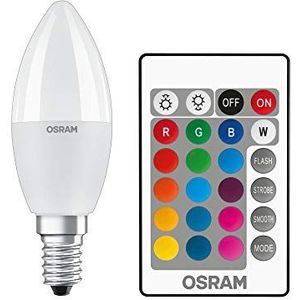 OSRAM LED lamp | Lampvoet: E14 | Warm wit | 2700 K | 5,50 W | mat | LED Retrofit RGBW lamps with remote control [Energie-efficiëntieklasse A+] | 4 stuks