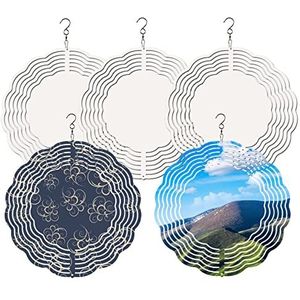 5 STKS Sublimatie Wind Spinner Blanks 8 Inch Sublimatie Blanks Producten Roestvrij Staal Metaal Indoor Outdoor Tuin Decoratie voor Warmte Druk Transfer Sublimatie Blank Wind Spinners