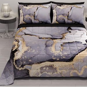 PETTI Artigiani Italiani - Zomersprei voor eenpersoonsbed, 170 x 260 cm, 100 g/m², omkeerbaar, voor eenpersoonsbed, lentebed, licht dekbed, grijs marmer, 100% Made in Italy