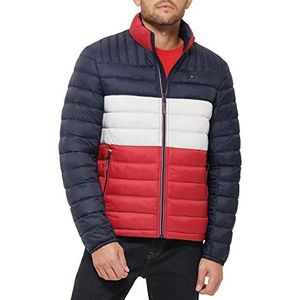 Tommy Hilfiger Ultra Loft Ultra Loft Lichtgewicht opbergbare bufferjas (standaard en groot en hoog) alternatieve donsjas, middernacht/wit/rood, L Tall