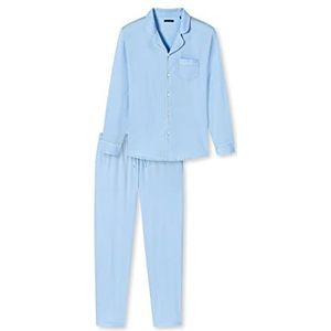 Schiesser heren pyjama lange pyjamaset, lichtblauw piping, 58