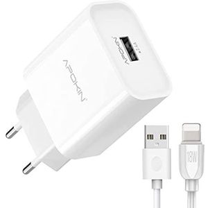 APOKIN® Oplader voor iPhone USB Rapido, gecertificeerde kabel 3.0, wandlader, adapter, compatibel met iPhone 13/13 Mini/13 Pro/13 Pro Max, iPhone 12/12 Mini/12 Pro/11