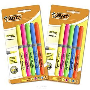 BIC Markeerstift Grip Pennen met Modulaire Gebeitelde Penpunt en Inkt op waterbasis - 10 (2 Verpakkingen van 5)