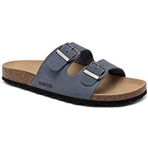 Suecos Iris, comfortabele sandalen voor de zomer voor dames, Jeans, 41 EU Ancho