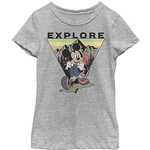 Disney Characters Explore Mickey Travel Girl's Crew Tee, Athletic Heather, XS, Athletic Heather, XS