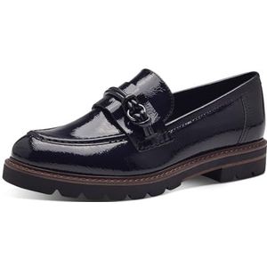MARCO TOZZI Dames Loafer zonder hak Vegan met blokhak, Purple Patent, 40 EU