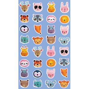 Avery Zweckform 32 stuks glossy stickers (dieren stickers in 3D-effect, kinderstickers om te spelen, knutselen verzamelen) Art. 57300