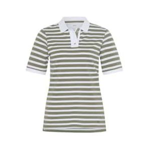 BRAX Style Cleo poloshirt voor dames, piqué, gestreept T-shirt, Burned Agave, 46