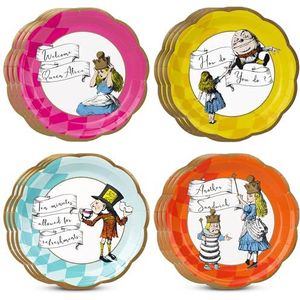Talking Tables | 12x | 23cm | Alice in Wonderland borden, wegwerp servies, recyclebare benodigdheden voor Mad Hatter Party, Verjaardag, Middag Thee, Moederdag, Baby Shower