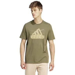 adidas Heren Growth Badge Graphic Tee, olive strata, M