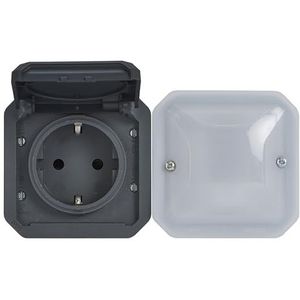 LEGRAND - Plexo New Connected - Stopcontact - Antraciet - Voor Vochtige Ruimtes - IP44 - 16 A - 3680 W