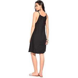 Bonateks Tuniekjurk voor dames, 100% linnen, gemaakt in Italië, mouwloze tuniek met ronde hals en gevouwen aan de voorkant, satijn, maat: L, Satijn, L