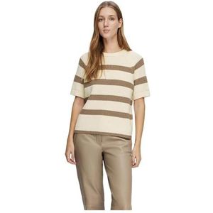 SELECTED FEMME Dames Slfbloomie Ss Knit O-Neck Noos Pullover, Sneeuwwit/strepen: grijp, M