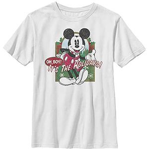 Disney Mickey T-shirt voor jongens, vintage, Holiday, wit, XL