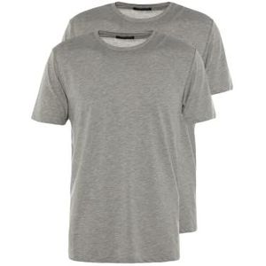 Trendyol Heren Gray Heren Basic Slim Fit 100% Katoen 2 Pakket Bicycle Collar Short T-Shirt, 3XL