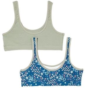 Girl by Athena - Meisjesbeha mode LQ94 – effen en patroon (2 stuks), Kaki/Herbal