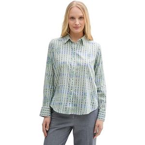 TOM TAILOR Dameshemdblouse met patroon, 37126 - True Green Check Design, 38