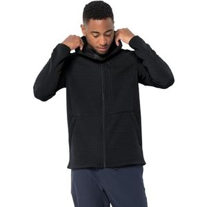 Jack Wolfskin Heren Modesto Hooded Jacket Fleece, Zwart, XXL, Zwart, XXL