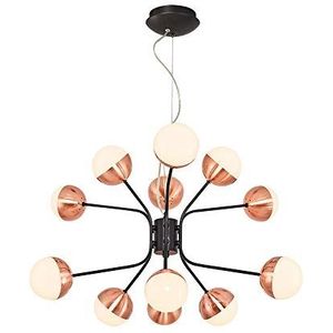 Homemania hanglamp Kosmos hanglamp bol, zwart, koper metaal, 64 x 64 x 120 cm, 12 leds x max 60 W, 6000 lm, 3000 K, natuurlijk wit