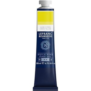 Lefranc Bourgeois 301807 Fijne olieverf van uitstekende kwaliteit, lichtecht met een gelijkmatige consistentie, tube van 200 ml, ideaal voor spieraammen, canvas, schilderbord - Citroen geel