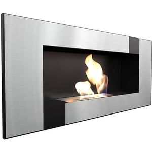 KRATKI Bio-Fireplace DELTA2 400 x 900 cm 0,5L container Qube zonder beglazing Ethanol wandhaard voor thuis Rijnland-getest