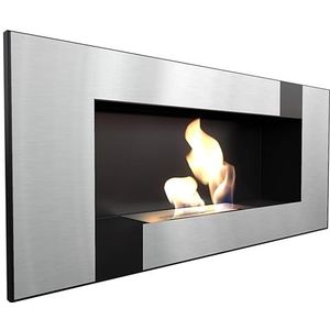 KRATKI Bio-Fireplace DELTA2 400 x 900 cm 0,5L container Qube zonder beglazing Ethanol wandhaard voor thuis Rijnland-getest