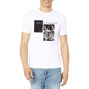 Armani Exchange Heren NYC Print Logo Tee Regular Fit T-shirt, wit, XS